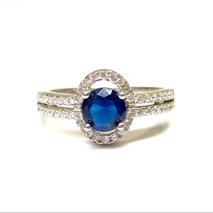 Macy’s CZ Sapphire Princess Cut Ring 7